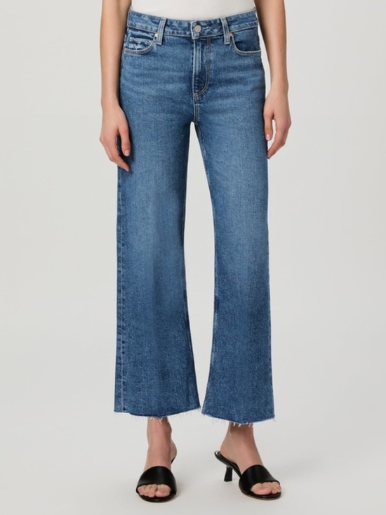 PAIGE Denim - Paige Leenah Ankle High Rise Jean in Medium Henna Wash with Raw Hem
